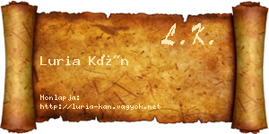 Luria Kán névjegykártya